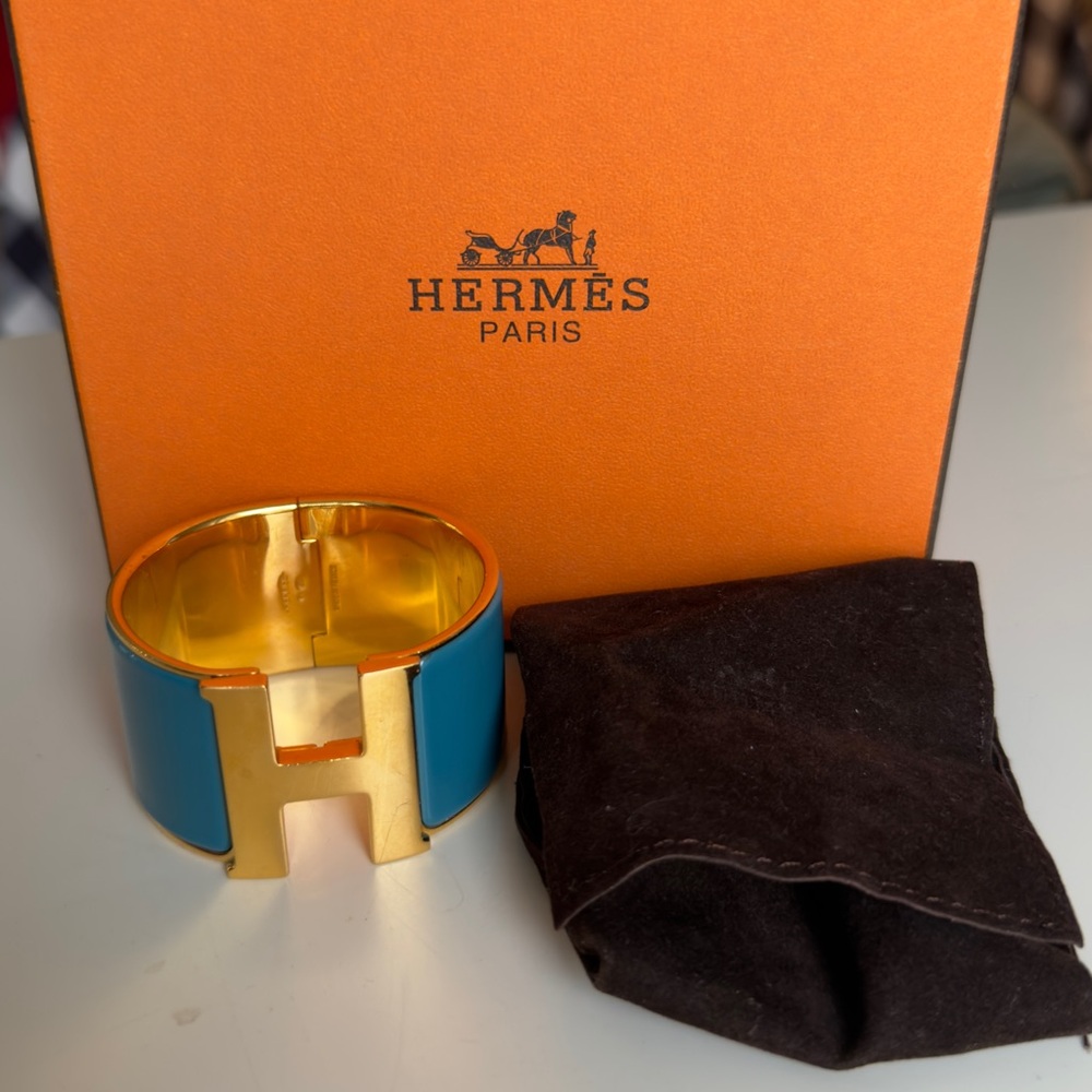 Hermes Gold and Blue Bracelet